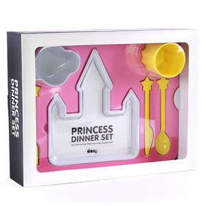 Pink Princess Castle <strong>Children's</strong> Melamine Dinner <strong>Plate</strong> 7-piece <strong>Set</strong> Cartoon Theme Western Restaurant Dinner Bowl Removable Gift - Product Image 3