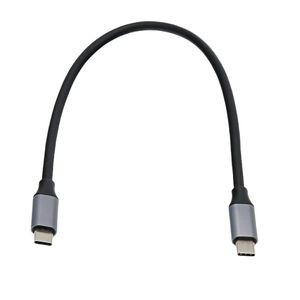 Câble de données de type C à type C, 0.5m, en alliage d'aluminium, charge rapide, conception plate noire, pour connexion de téléphone portable et de disque dur - Product Image 1