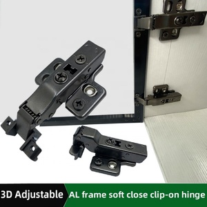 Charnières à clipser dissimulées réglables 3D à fermeture amortie pour portes en verre à cadre en acier, pour cuisine et salon - Product Image 2