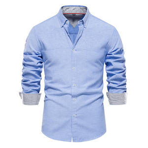 <span class=keywords><strong>Vente</strong></span> de liquidation d'automne OEM, chemise décontractée surdimensionnée pour homme, manches longues, chemise en fil teint, chemise respirante - Product Image 6