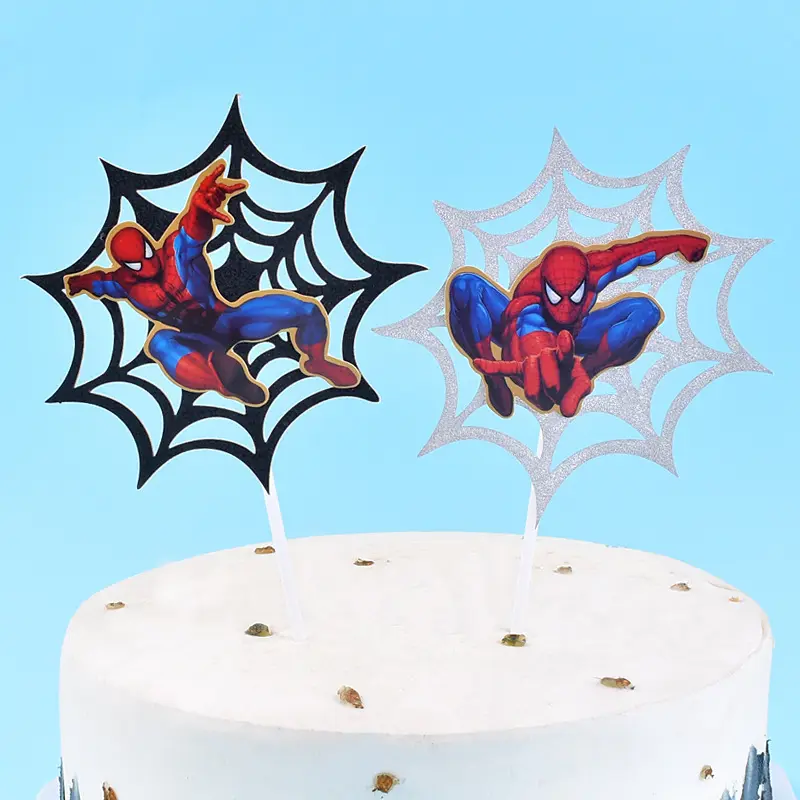 Pastel de primer cumpleaños de Spiderman Boy con decoraciones para hornear de telaraña toppers de pastel para niños
