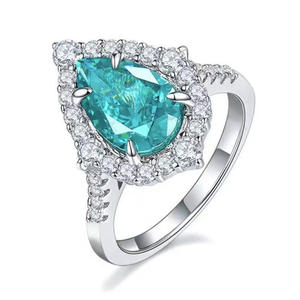 F1352 Anello da donna in argento con diamanti taglio a pera, colore G naturale, gioiello di fidanzamento per lei - Product Image 1