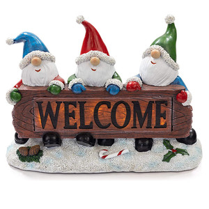 Muñeco de nieve de Navidad bienvenida gnomos trío de luz LED - Product Image 1