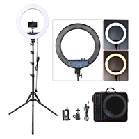 Lampe annulaire LED RL-18II pour studio de beauté des cils, lumière chaude et froide, 512 LED, lampe vidéo, éclairage de maquillage avec support et sac de transport