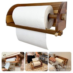 Wooden <b>Kitchen</b> <b>Paper</b> Towel Holder Wall Mounted Rectangular Single Layer For Bathroom And <b>Kitchen</b> Use - Product Image 2