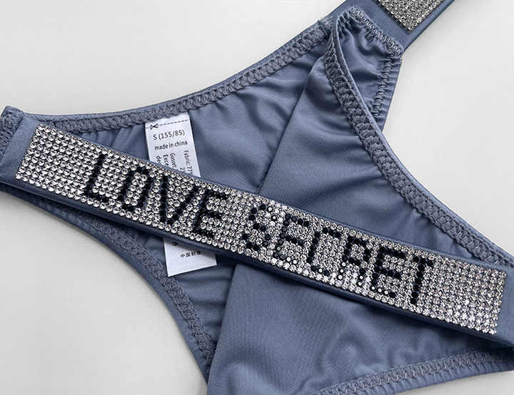 Rhinestone Letter Decor Low-Rise G-String Panty
