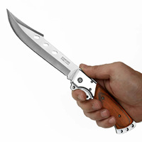 Couteau pliant tactique de survie en acier inoxydable avec manche en bois de Pakka, couteau de poche pour l'extérieur, défense personnelle, personnalisable OEM pour le bricolage