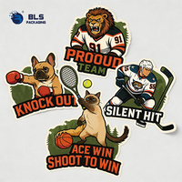 Autocollants sportifs personnalisés Golden Retriever style dessin animé, résistance industrielle, avec bordure crème, pour la décoration des fans d'animaux de compagnie