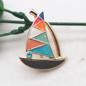 Delicate Design Sailboat Badge Custom Metal Decoration Gift Pin Hot Sale Stock Children Present