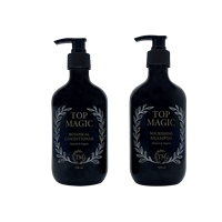 Bouteille en plastique réutilisable de 200 ml, 300 ml, 500 ml, pompe à presser, revêtement noir mat, estampage à chaud doré, couleur personnalisée, étiquette privée, hôtel