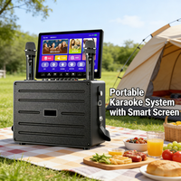 GENCE Enceinte Karaoké Intelligente Portable avec Écran Tactile 14,1 pouces, Puissance de Sortie 30-50W, RGB, AUX, Batterie, Microphone Sans Fil et Micro Intégré pour la Maison