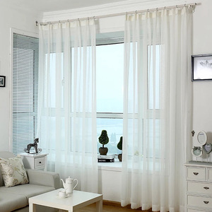 52*84 <span class=keywords><strong>inch</strong></span> Kích thước màu sắc rắn Linen nhìn Polyester Sheer Voile vải rèm cửa - Product Image 3