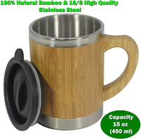 Botol Termos Bambu 450ml dengan Logo Kustom, Botol Air Bambu dengan Baja Anti Karat, Mug Perjalanan Bambu Baru, Mug Modern dengan Pegangan