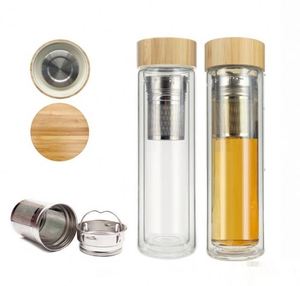 ขวดชาแก้วบอโรซิลิเกตสองชั้นขายดี พร้อมที่กรองชาสแตนเลส 304 ปลอดสาร BPA ใช้กับไมโครเวฟได้ ผลิตด้วยมือ เหมาะสำหรับธุรกิจ - Product Image 4