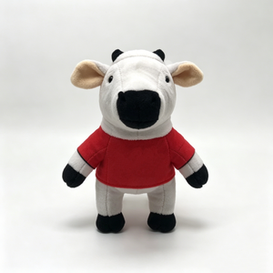 Peluche de vaca personalizado con camisa roja, peluche de animal de granja, lindo juguete de vaca de dibujos animados, peluche de vaca blanca, juguete de vaca de peluche - Product Image 4