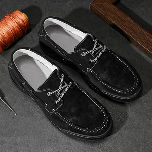 Chaussures <span class=keywords><strong>bateau</strong></span> pour hommes, mocassins de conduite, chaussures plates en faux daim de vache et <span class=keywords><strong>nubuck</strong></span>, basses à lacets, faites à la main, légères, à talon plat, pour la marche et les affaires - Product Image 5