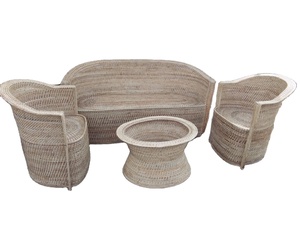 High Quality Round Antique Design Foldable Cane <b>Sofa</b> Luxury Living Room Furniture <b>for</b> Hotels Restaurants Beach Bars - Product Image 2