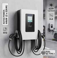 Nueva Estación de Carga Inteligente para Vehículos Eléctricos de 44kW CA, Doble Puerto de 22kW Tipo 2, OCPP 1.6J/2.0.1, RFID, Cargador Comercial para Vehículos Eléctricos