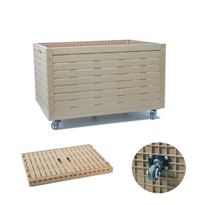 Custom 190L Wood Like Collapsible Storage Bins Folding Plastic Stackable Utility Crates With Wheels