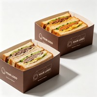 Boîte en carton biodégradable de qualité alimentaire avec logo personnalisé, réutilisable, faite à la main, pour sandwichs, collations, hamburgers