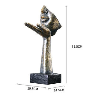 Sculpture de penseur en résine bronze, statue d'homme nu - Product Image 4