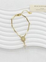 Bracelet ajustable en cuivre avec mini-breloques en émail en forme de crème glacée et perles de verre bleues, vente en gros pour cadeau