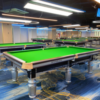 Table de billard de luxe 9FT en ardoise, table de snooker professionnelle avec système de retour de billes, poches en cuir, personnalisable OEM pour usage commercial