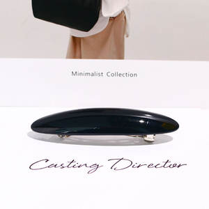 Fermaglio per Capelli in Acetato di Cellulosa Forma Ovale Nero 3 Pollici con Gioielli Stile Francese per Donne - Product Image 4