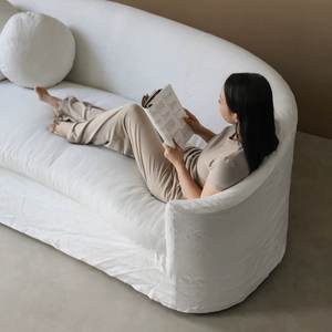 Divano Moderno Yicheng a 3 Posti in Tessuto Bianco, Set Divano Angolare Imbottito per <span class=keywords><strong>Soggiorno</strong></span>, <span class=keywords><strong>Arredamento</strong></span> per Villa in Vendita - Product Image 4