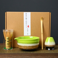 Ensemble de 4 ustensiles classiques pour le matcha, écologiques, fouet en bambou, cuillère à thé, bol en céramique, support, outils traditionnels pour la préparation du thé, accessoires pour le thé à la maison