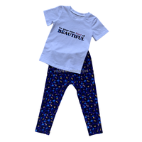Vêtements pour enfants à usage quotidien, hauts personnalisés, ensemble décontracté d'été pour tout-petits, haut en coton imprimé tricoté, ensemble 2 pièces, haut et pantalon, tenue pour petites filles