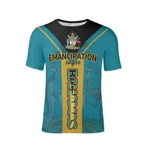 Camisetas unissex para bandeira das Bahamas, camisetas unissex com desenho personalizado para o dia da emancipação, macias e confortáveis, de verão