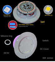 Ampoule LED Circulaire à Source Lumineuse RGB à Changement de Couleur, Batterie au Lithium Intégrée, DC 24V, Télécommande, Intensité Réglable, Durée de Vie de 8000 Heures