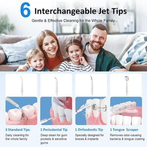 Irrigateur buccal électrique <span class=keywords><strong>sans</strong></span> fil rechargeable portable avec 6 embouts de jet remplaçables 3 modes - Product Image 3