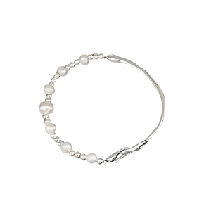 Pulsera de media espiral Yinruitai S925 de plata de ley con perlas para mujer, joyería de uso diario, estilo INS. - Product Image 5