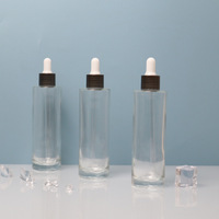 Flacon compte-gouttes de luxe 80 ml en verre transparent avec pompe pulvérisatrice, revêtement UV, pour sérum, essence, crème visage, gouttes pour les yeux
