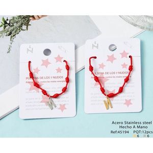 Bracciale con nodo a sette stelle in acciaio inossidabile, fatto a mano, con ciondolo portafortuna per protezione. - Product Image 1