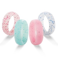Bague en silicone turquoise 57 mm, style européen et américain, bijoux pour femmes, bagues de couple, accessoires de mariage, poudre scintillante sportive