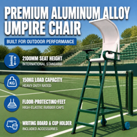 Chaise d'arbitre de tennis professionnelle personnalisée en alliage d'aluminium durable pour terrain de tennis, chaise d'arbitre de tennis à vendre