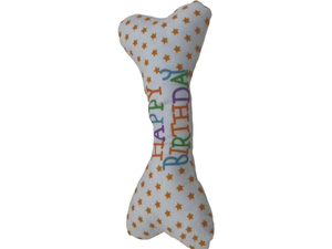 Venta al por mayor respetuoso con el medio ambiente lindo perro hueso juguetes tela chirriante Feliz cumpleaños masticar juguetes para perros - Product Image 3