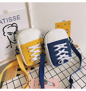 2023 새로운 캔버스 신발 디자인 귀여운 3D 어깨 크로스 바디 가방 부드러운 실리콘 소녀 만화 어린이 지갑 휴대용 보관 가방