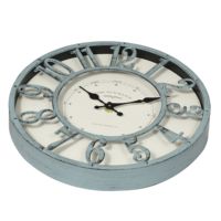 Horloge murale ronde en plastique squelette vintage rétro en laiton quartz de 12 pouces