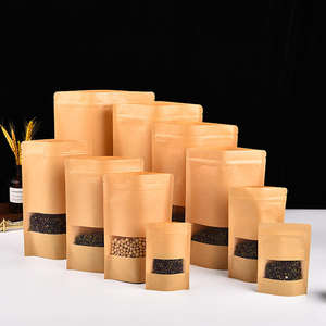 Stand up Brown <span class=keywords><strong>Kraft</strong></span> Paper Resellable Ziplock Cremallera Termosellable Almacenamiento de alimentos Doypack <span class=keywords><strong>Bolsas</strong></span> de embalaje Bolsa - Product Image 1