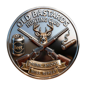 Stock Old Bastards Hunting Club Pièce Commémorative en Métal, Motif <span class=keywords><strong>Chasseur</strong></span> Squelette, Chien Labrador, Scène Forestière, Souvenir de Collection - Product Image 3