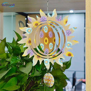 Subbank Diy Photo Print 8 ''Zon Wind Klokkenspel Dubbelzijdig Metalen Blanco Sublimatie Wind Spinner Huis Tuin Decoratie - Product Image 6