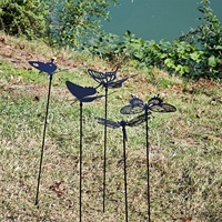 Ornements d'animaux en acier inoxydable pour jardin et terrasse, décorations miniatures d'oiseaux, de tournesols et d'abeilles pour l'allée de votre jardin
