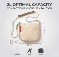 Sac bandoulière léger 2L avec logo personnalisé, en nylon Ripstop 330D 100% recyclé, indispensable au quotidien pour les voyages et les trajets