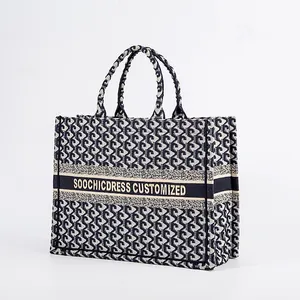 Soochic Dress Customized Women's Large Capacity Fashion Knitted Jacquard Embroidered Tote Bag Shoulder Handbag