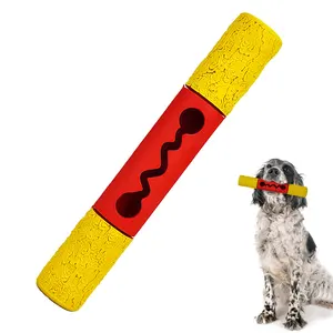 منتج حيوانات أليفة، تصميم عصا مطاطية سحرية طبيعية ذات شريط ذهبي لعبة كلب غير قابلة للتدمير، لعبة مضغ الحيوانات الأليفة