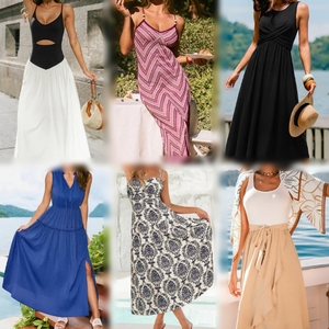 Lot de robes d'été imprimées pour femmes, style halter, pour les vacances, vente en gros, surplus de stock, vêtements de commerce - Product Image 5